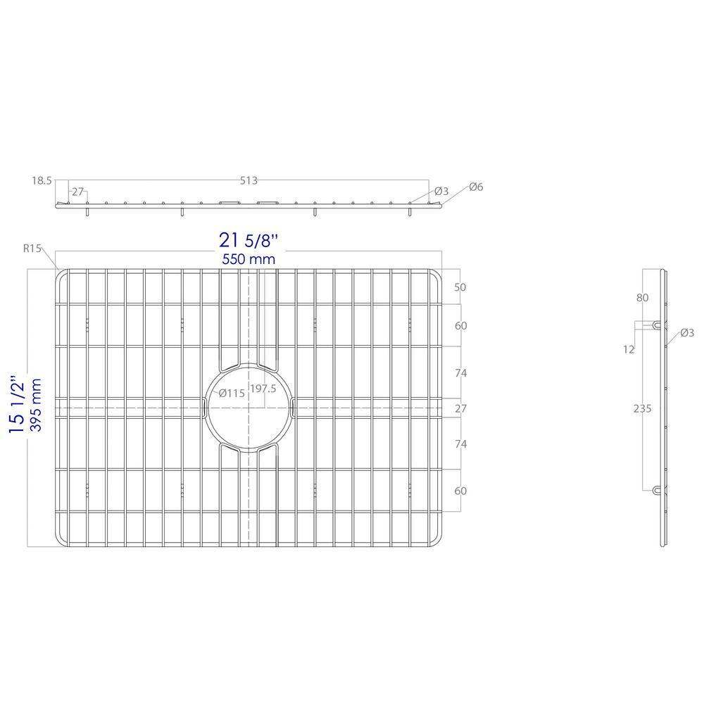 ALFI BRAND ABGR24 21.88 in. Grid Kitchen Sink ABF2418 in Brushed Stainless Steel
