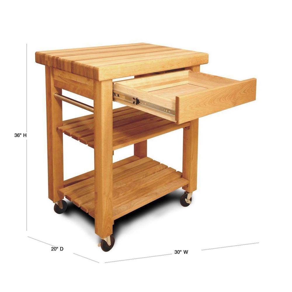 Catskill Craftsmen French Country Natural Wood Kitchen Cart with Storage