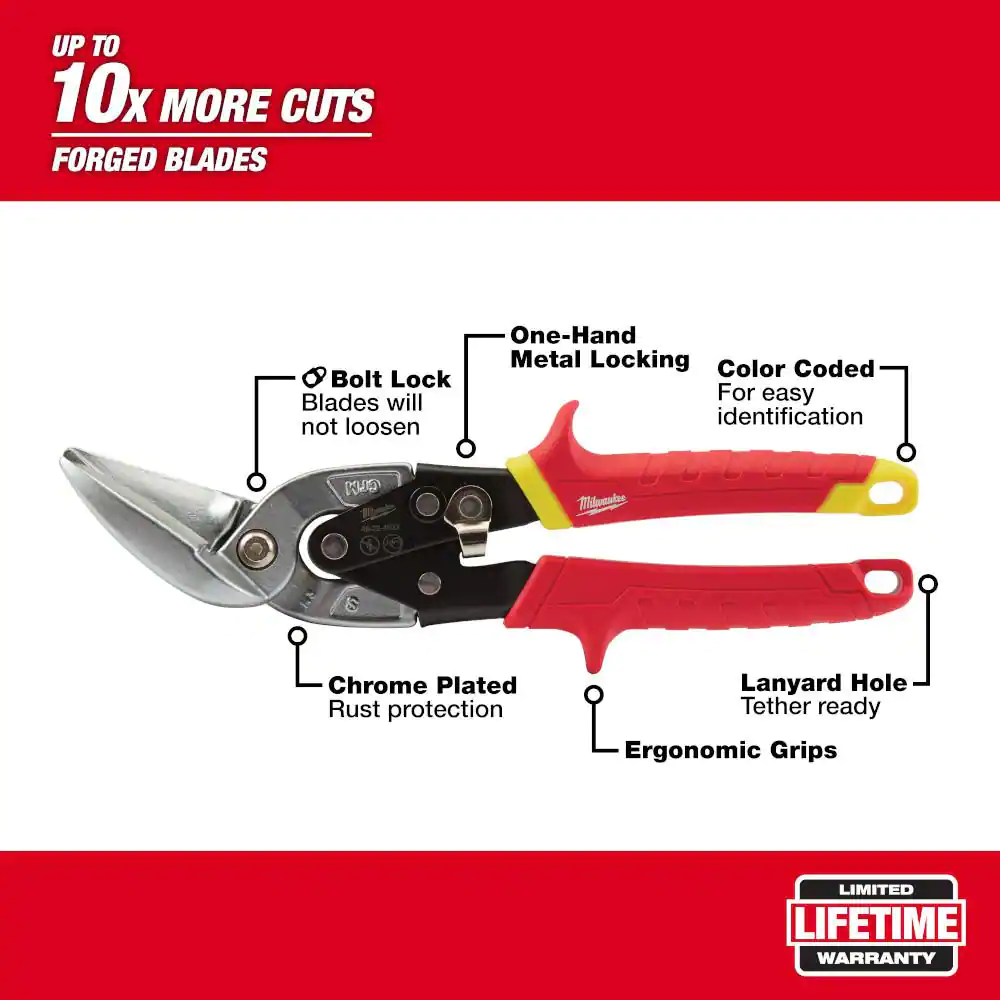 Milwaukee 10 in. Straight-Cut Offset Aviation Snips