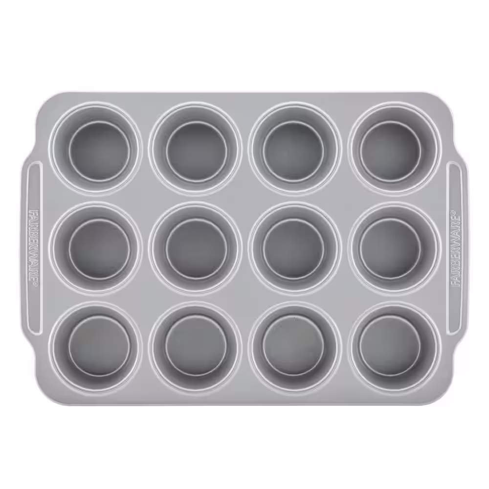 Farberware Double Batch 2-Piece Gray Muffin and Cupcake Pan Set