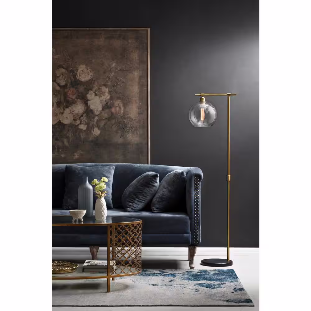 Storied Home 59 in. Gold Floor Lamp with Glass Globe
