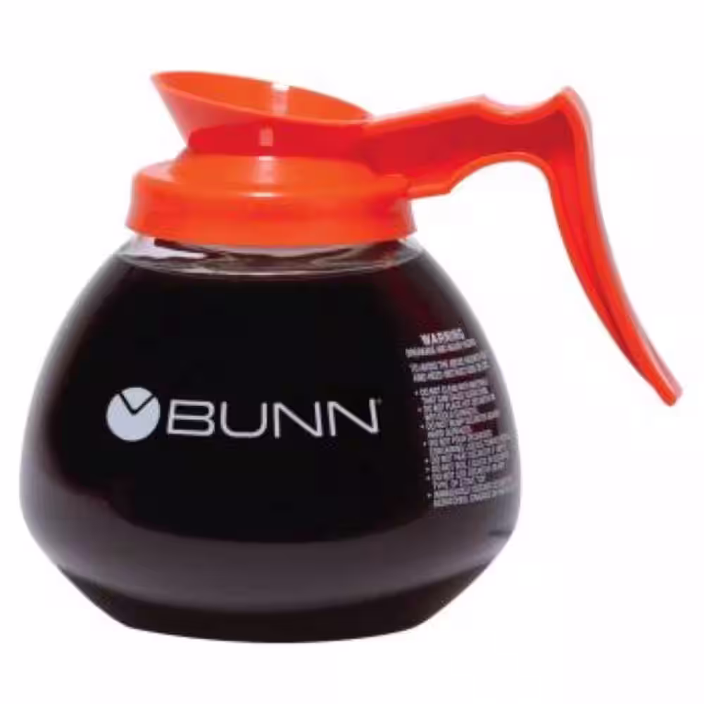 Bunn 12-Cup Commercial Glass Decanter with Orange Handle, (3 pack)
