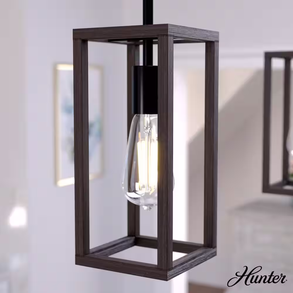 Hunter Squire Manor 1-Light Matte Black Island Mini Pendant Light