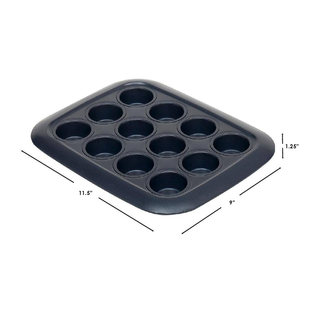 None Indigo Non-Stick 12-Cup Carbon Steel Mini Muffin Pan