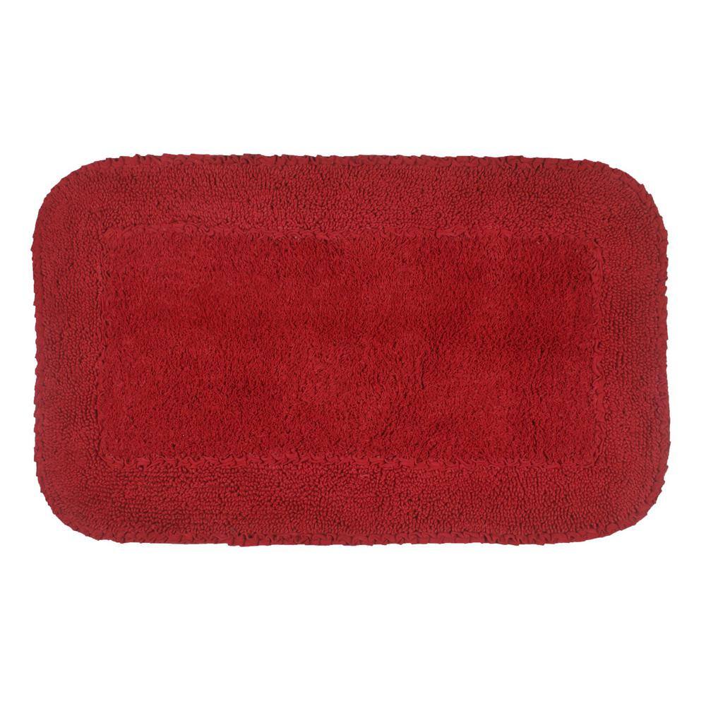 None Radiant Collection 21 in. x 34 in. Red Cotton Bath Rug
