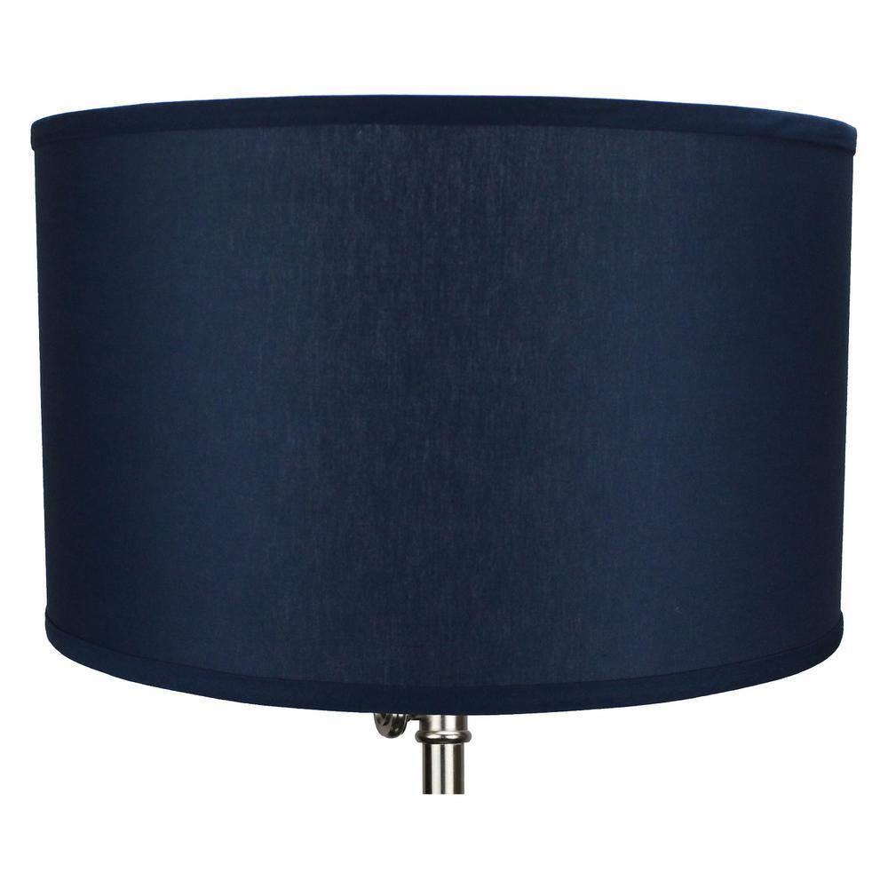 FenchelShades.com 18 in. Top Diameter x 18 in. Bottom Diameter x 11 in. H Linen Navy Blue Drum Lamp Shade