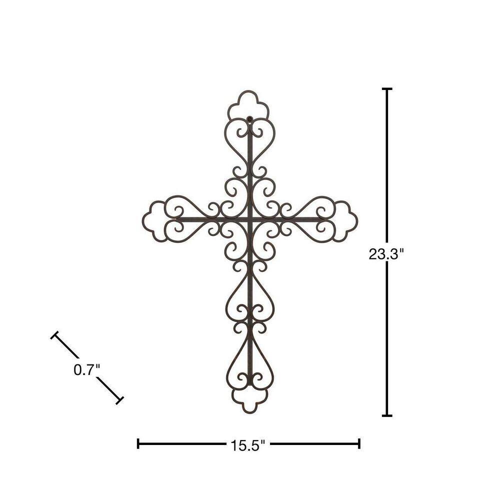 Lavish Home Metal Wall Cross with Fleur De Lis Design