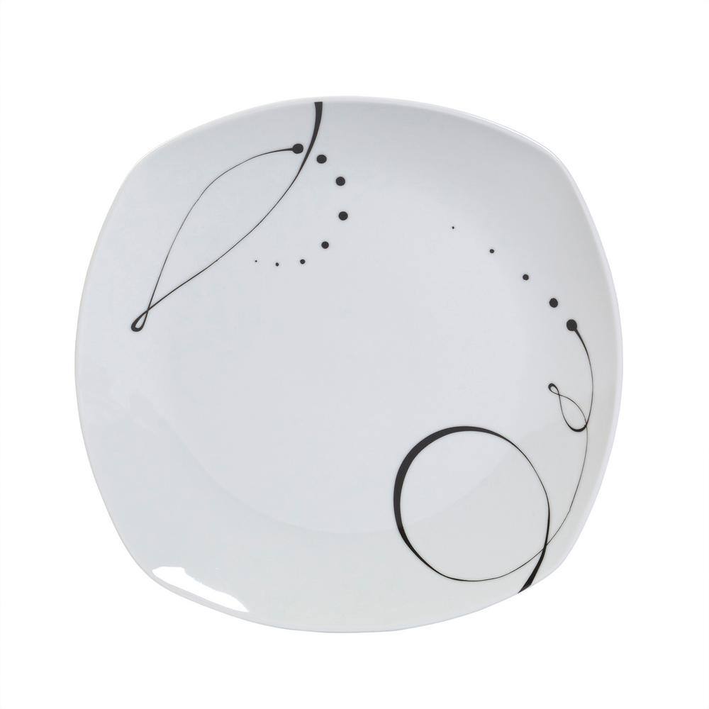 Tabletops Gallery 16-Piece Casual White with Pattern Ceramic Dinnerware Set (Service for 4)