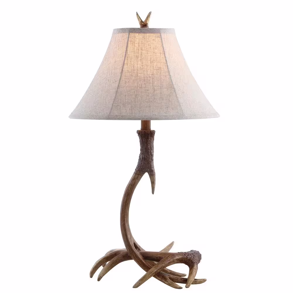 JONATHAN Y Antler 27.5 in. Rustic Resin LED Table Lamp, Brown