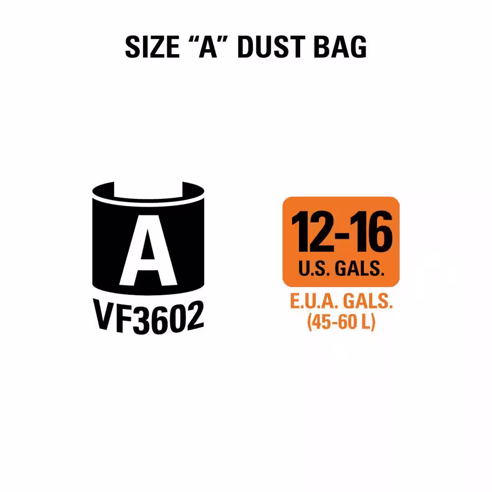 RIDGID Wet/Dry Vac Premium Cyclonic Dry Pick-up Only Dust Bags for Select 12 to 16 Gallon RIDGID Shop Vacuums, Size A (36-Pack)