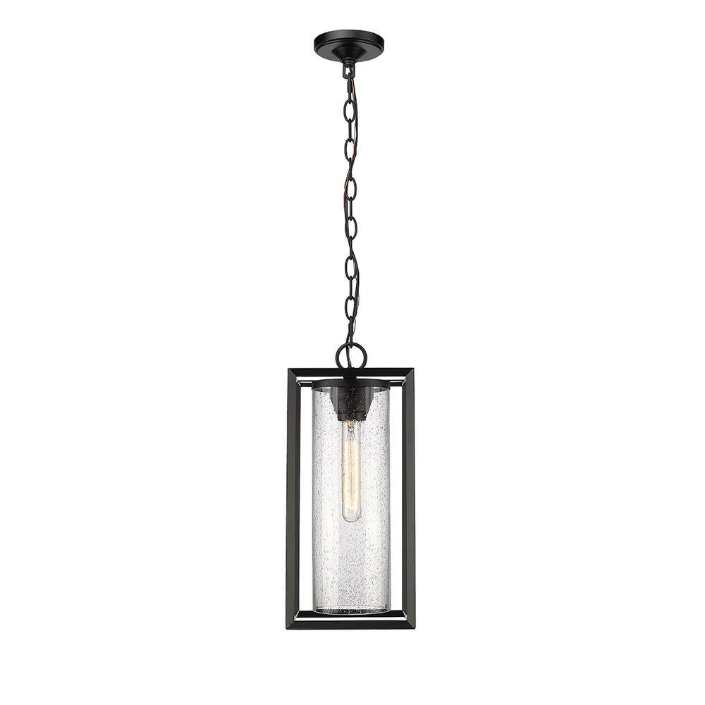 Millennium Lighting Wheatland 7.5 in. 1-Light Powder Coat Black Outdoor with Clear Seedy Glass
