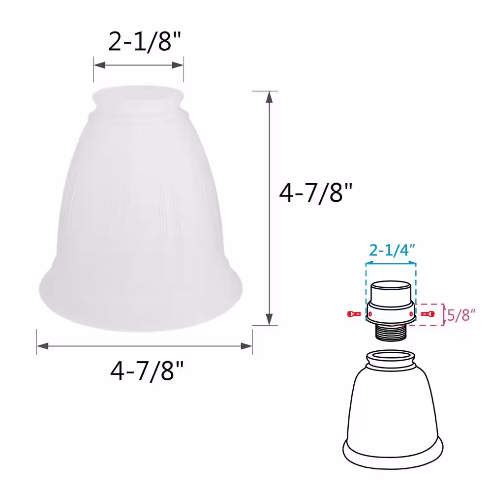 ASPEN Creative CORPORATION:Aspen Creative Corporation 4-7/8 in. Frosted Ceiling Fan Replacement Glass Shade (4-Pack)