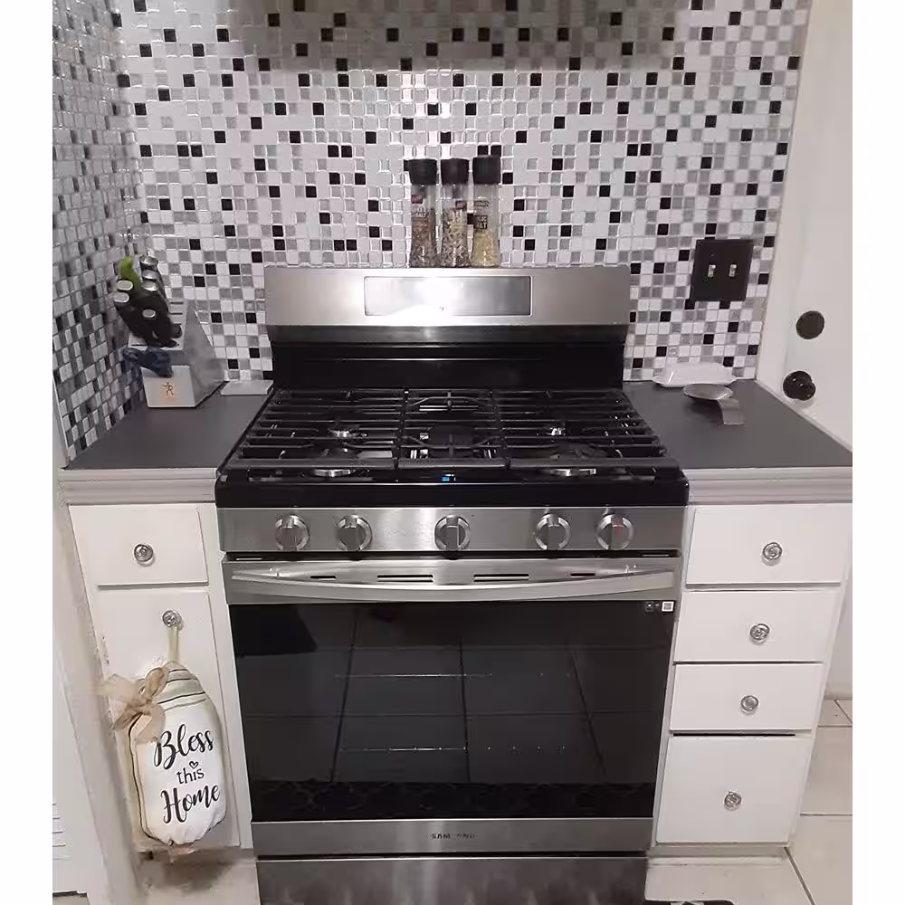 Art3d Mosaic square Silver 12 in. x 12 in. Vinyl Peel and Stick Tile Backsplash ( 10 sq.ft./pack)