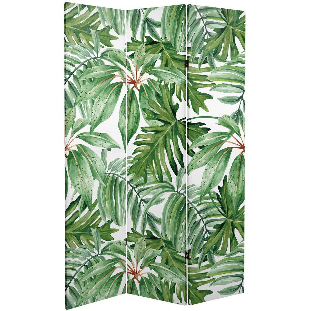 Oriental Furniture 6 ft. Palm Leaves Printed 3-Panel Room Divider