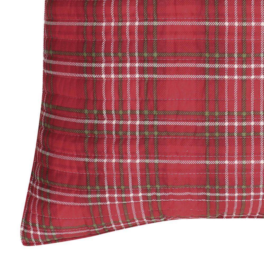 None Yuletide Red Plaid Quilted Cotton Euro Sham (Set of 2)