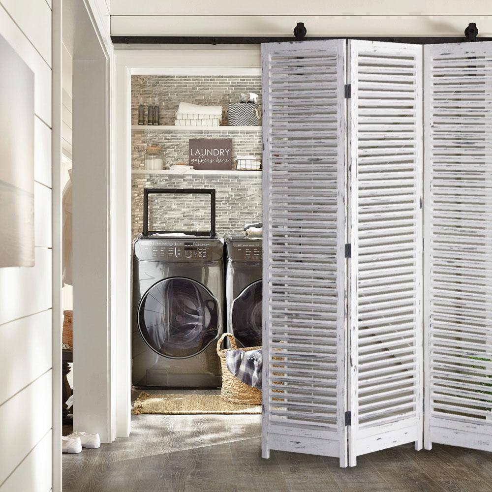 Screen Gems French Country 6 ft. White 3-Panel Room Divider