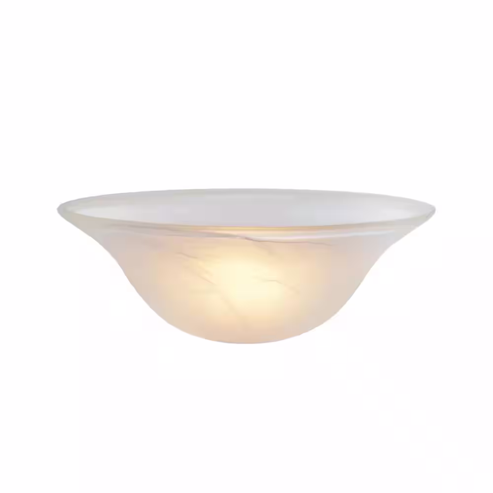 None 5-1/2 in. H x 15-1/2 in. Dia/Etched Alabaster Glass Shade For Torchiere Lamp, Swag Lamp and Pendant.