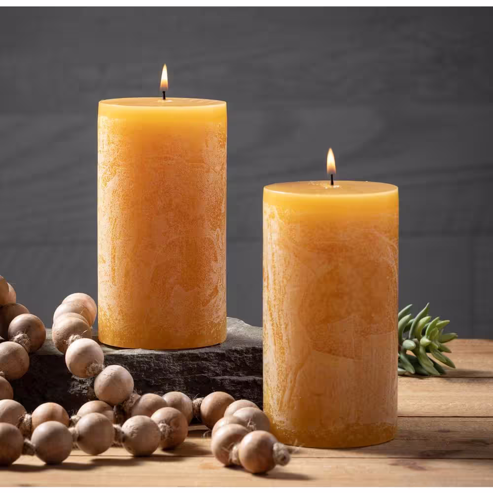 Vance Kitira 8 in. Brown Sugar Timber Pillar Candle