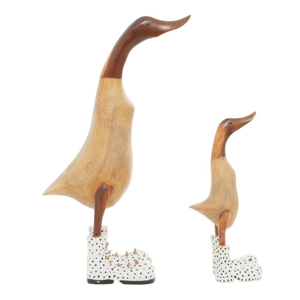 Litton Lane Brown Bamboo Duck Sculpture (Set of 2)