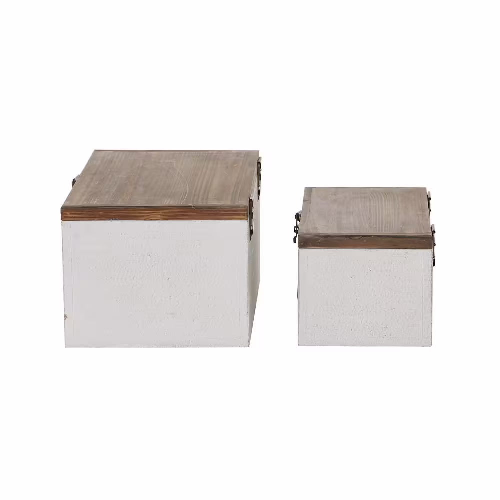 Litton Lane White Wood Contemporary Decorative Box (Set of 2)
