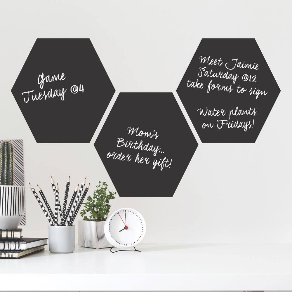 RoomMates Black Chalk Hexagon Wall Decals