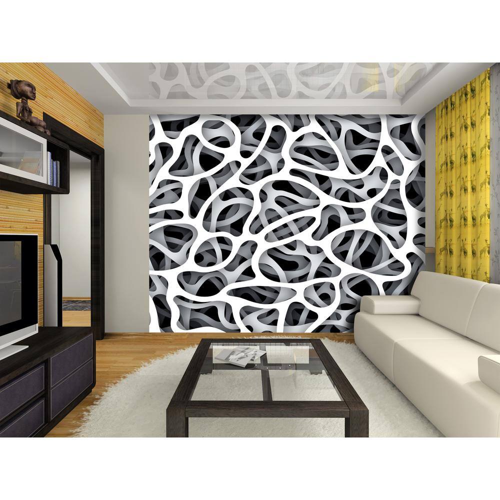 Dundee Deco Black and White Organic Network Abstract Non-Woven Wall Mural