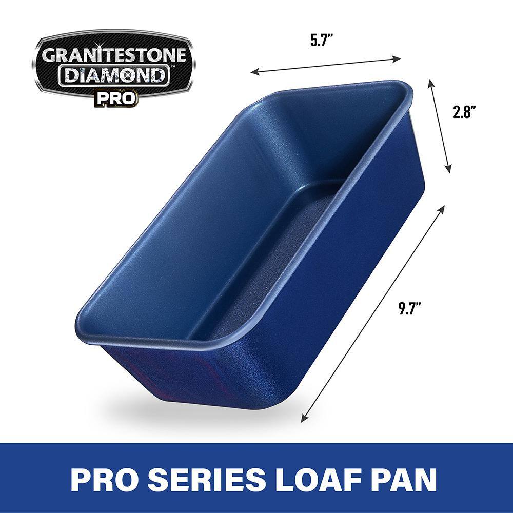 GRANITESTONE Pro Classic Blue 9 in. x 5 in. 0.8MM Gauge Nonstick Diamond and Mineral Infused Coating Loaf Pan