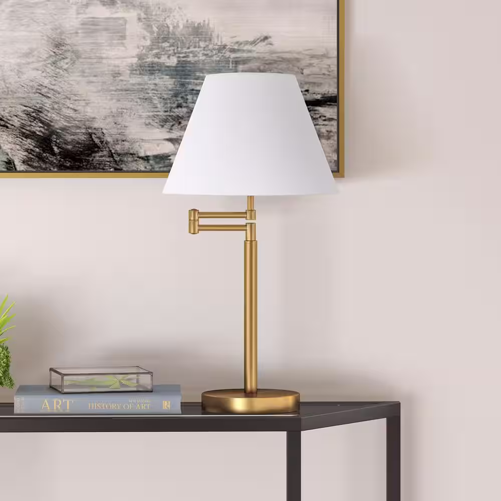 Meyer&Cross Moby 25-1/2 in. Brass Table Lamp with Swing Arm and Empire Shade
