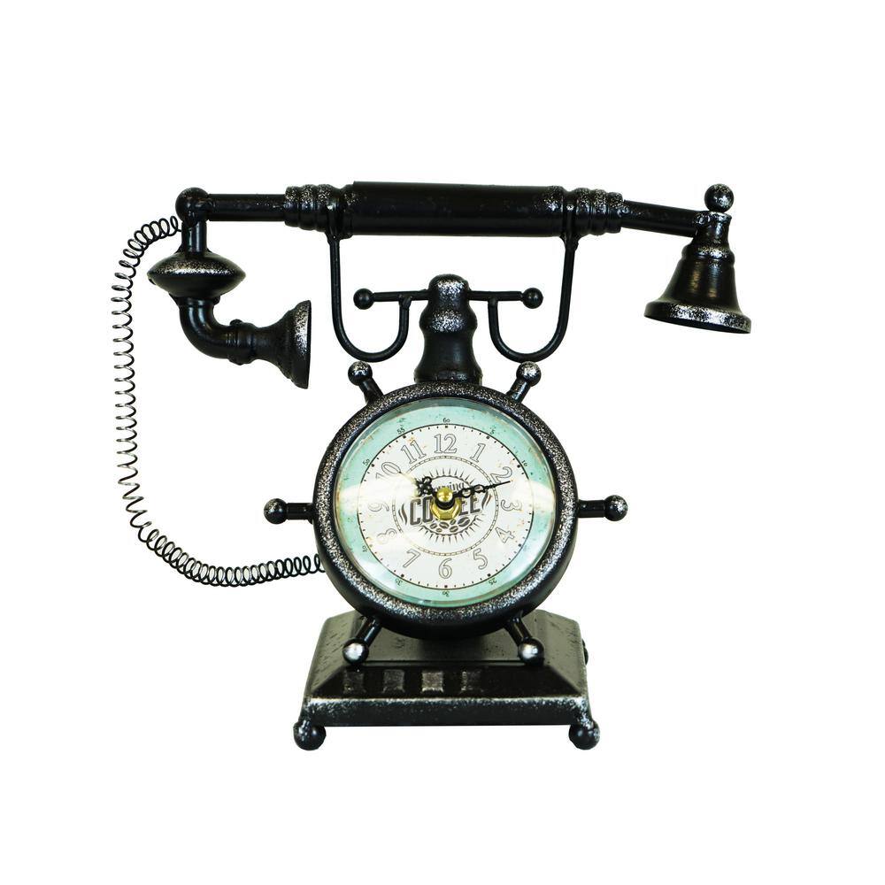 Peterson Artwares Distressed Bronze Vintage Telephone Table Clock