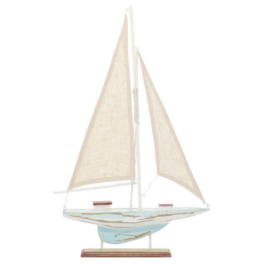 Litton Lane Brown Wood Sail Boat Sculpture