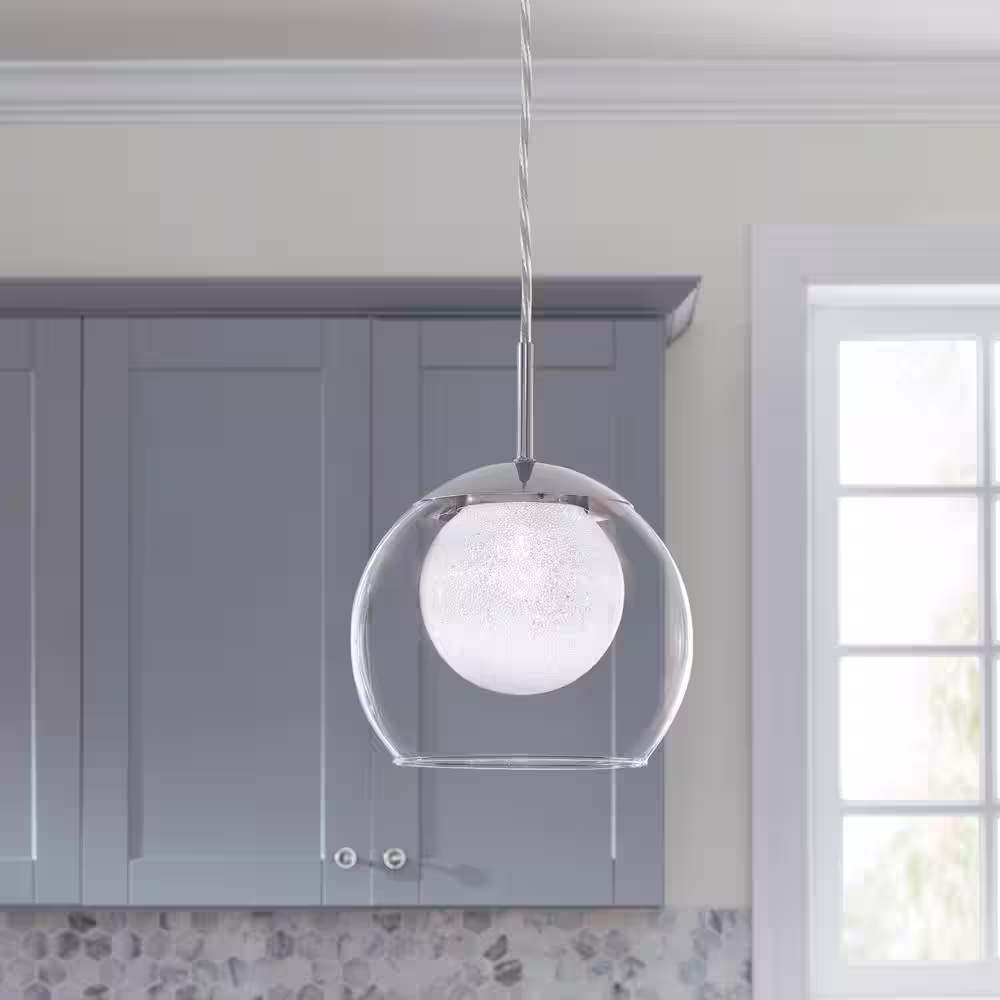 Home Decorators Collection Melinda 40-Watt Equivalence Chrome Integrated LED Mini Pendant
