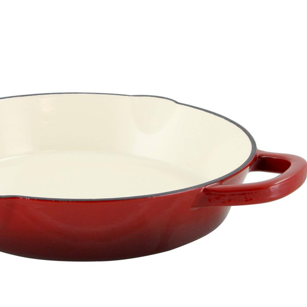Crock-Pot Artisan 10 in. Cast Iron Nonstick Skillet in Scarlet Red with Helper Handle