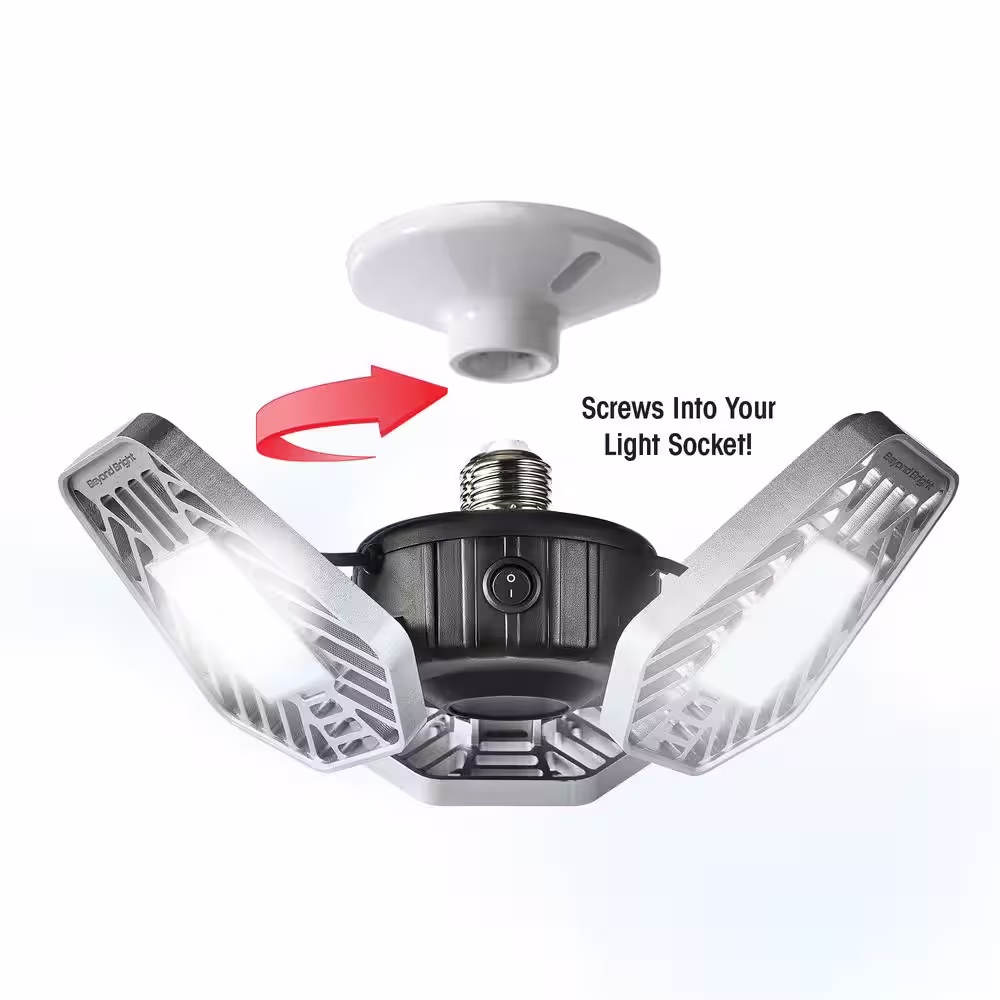 BEYOND BRIGHT 3500 Lumens 11.5 in. Single Pole Occupancy LED Flush Mount Garage Light