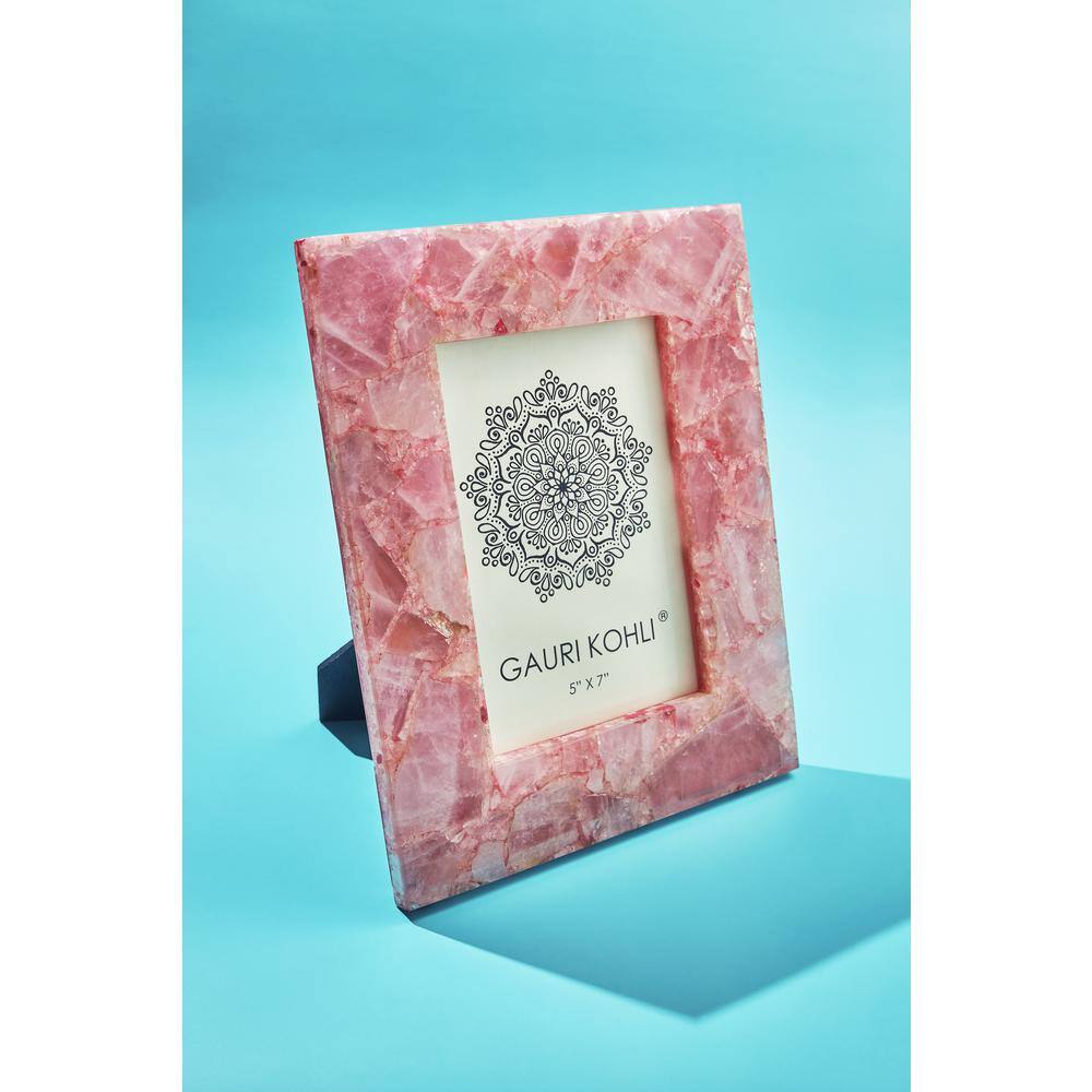 GAURI KOHLI Cherish Pink Rose Quartz Picture Frame 5 in. x 7 in.