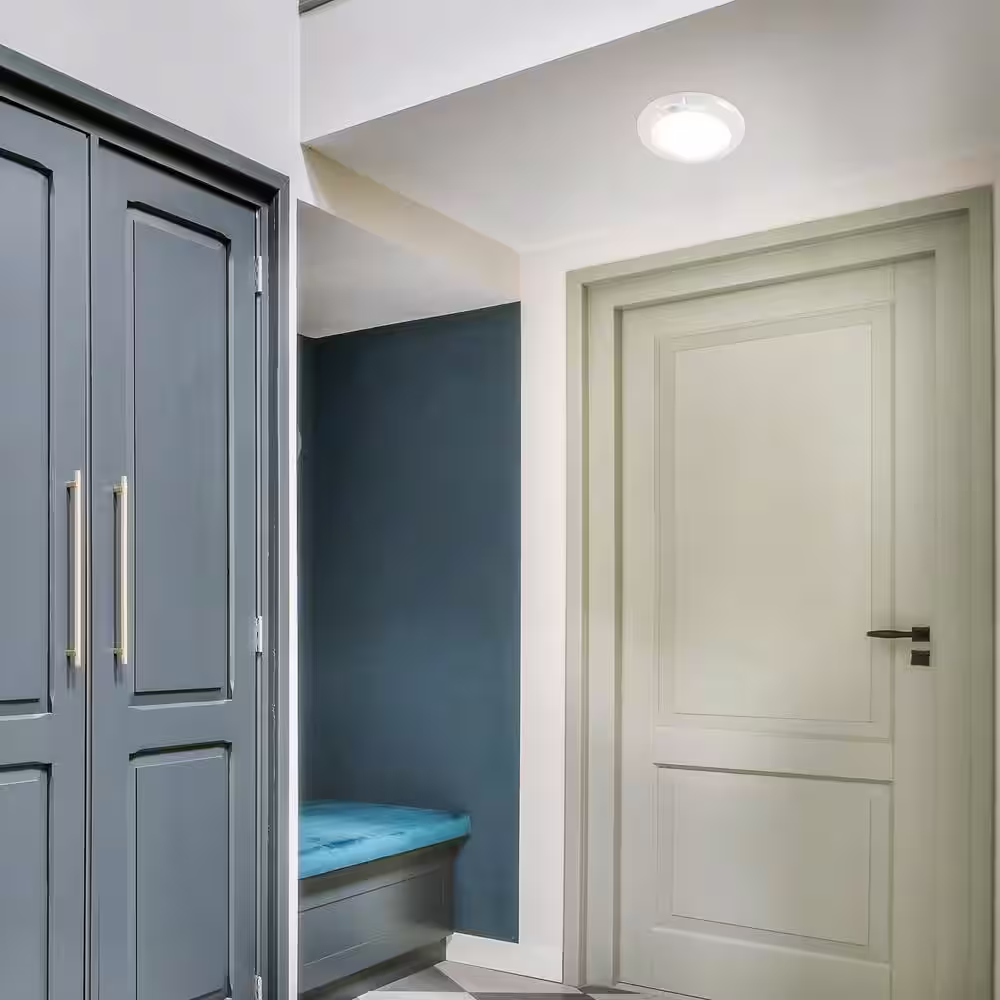 Maxxima 6 in. 1-Light White Motion Sensor Integrated LED Flush Mount