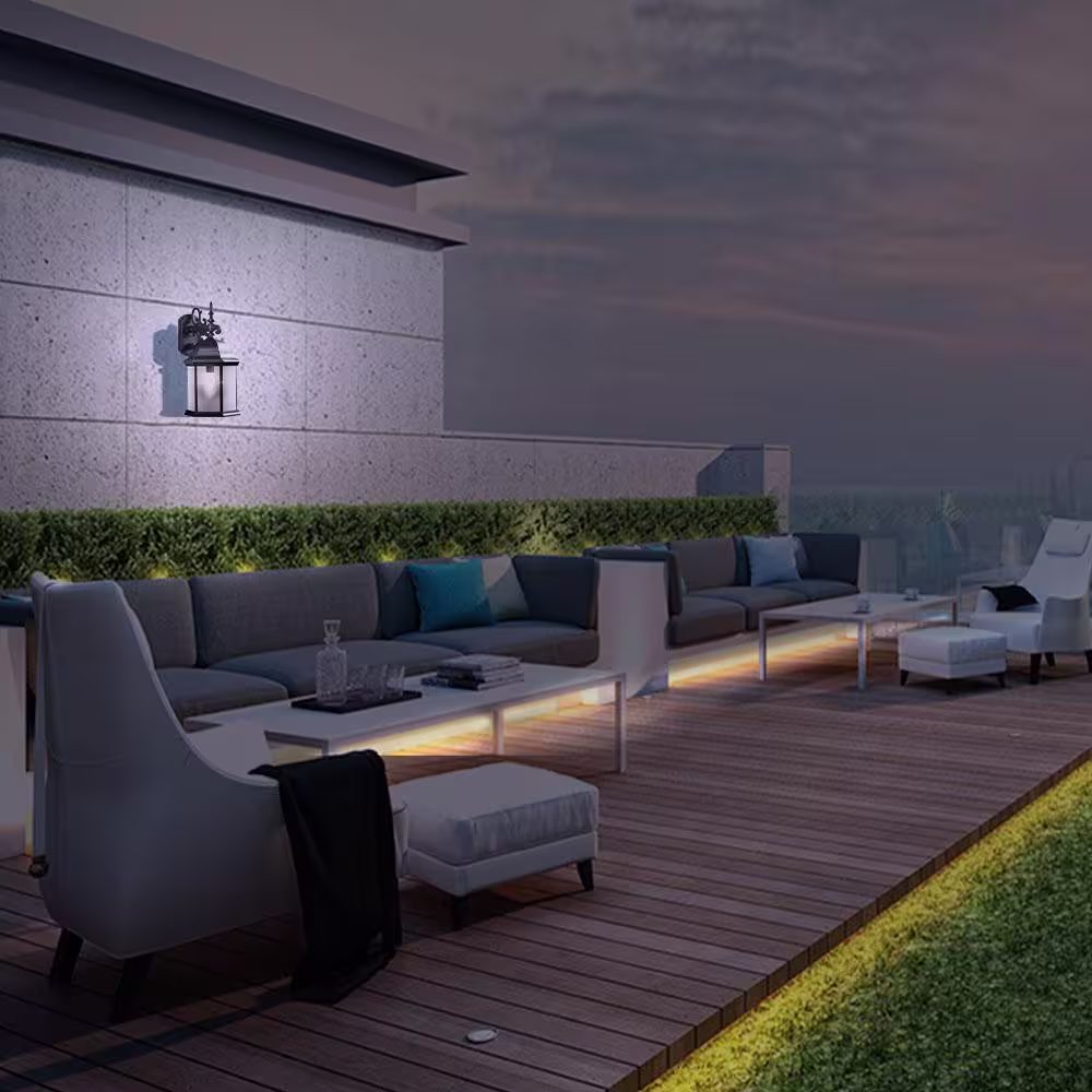 Feit Electric 100-Watt Equivalent ST19 Straight Filament Dusk to Dawn Clear Glass E26 Vintage Edison LED Light Bulb 5000K (4-Pack)