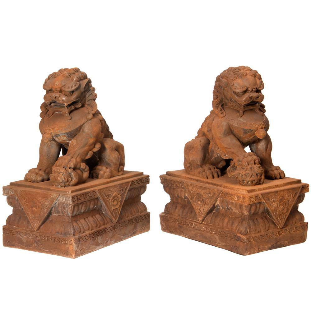 Oriental Furniture 18 in. Sitting Foo Dog Decorative Statues