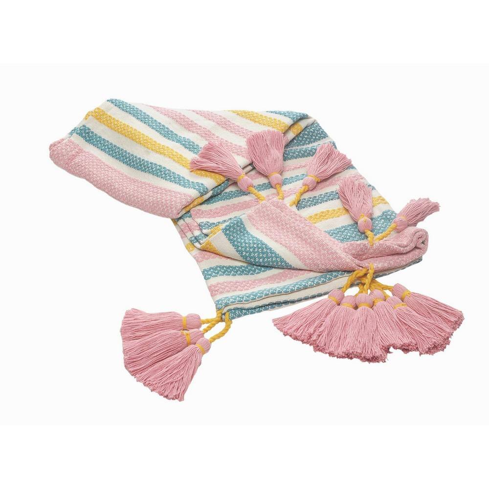 LR Home Gemma Sea Side Striped Multi-color Cotton Throw Blanket