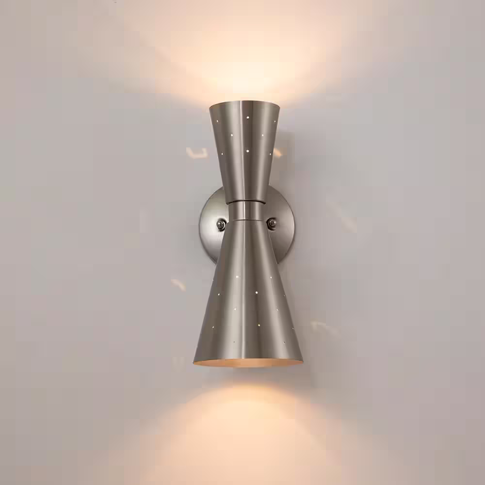 RRTYO Selah 2-Light Sand Nickel Pinhole Horn Wall Sconce with Light Direction of Up and Down
