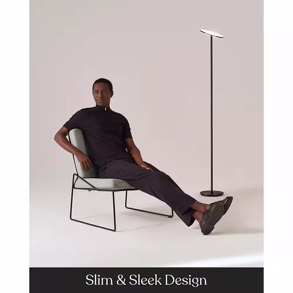 Brightech Sky 63 in. Gunmetal Black Torchiere LED Floor Lamp