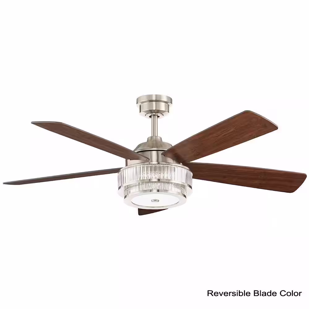 Home Decorators Collection Caldwell 52 in. Indoor Integrated LED Brushed Nickel Dry Rated Ceiling Fan with Light Kit and Remote Control