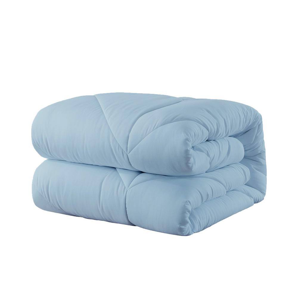 None Chevron Stitch All Season Light Blue King Down Alternative Comforter