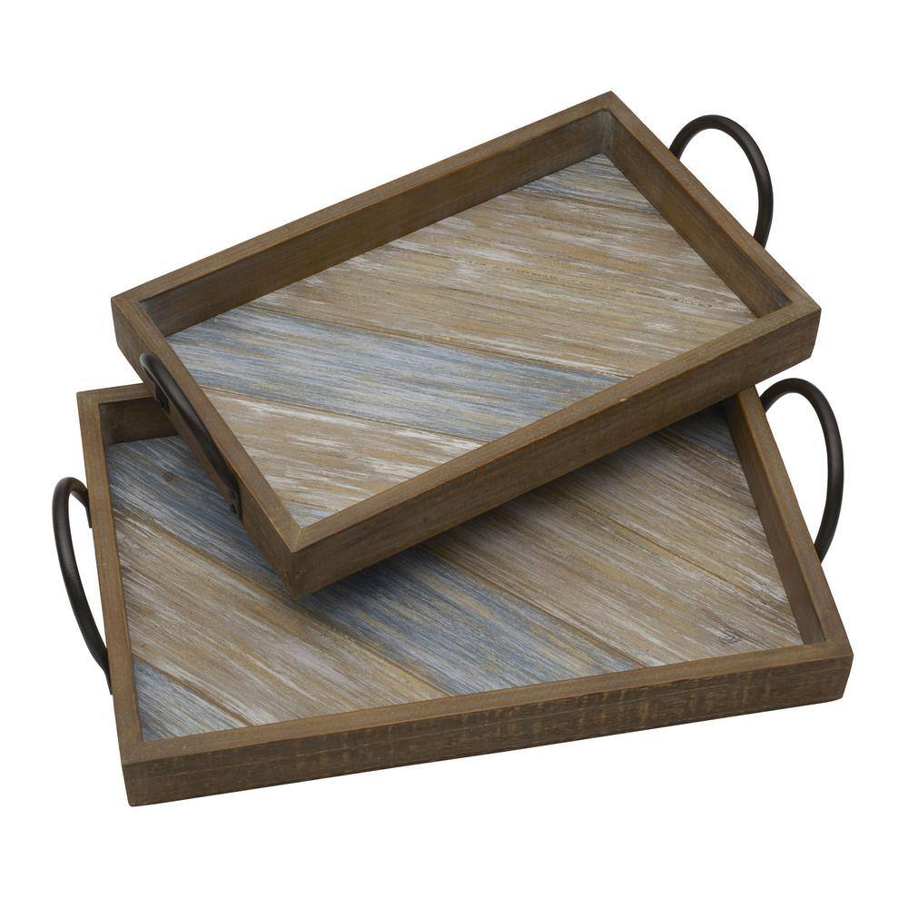 Elements Set Of 2-MDF Multi Colored Decorative Tray