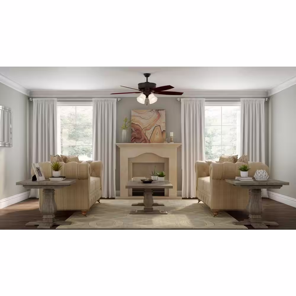Hampton Bay Devron 52 in. LED Indoor Oil-Rubbed Bronze Ceiling Fan with Light Kit