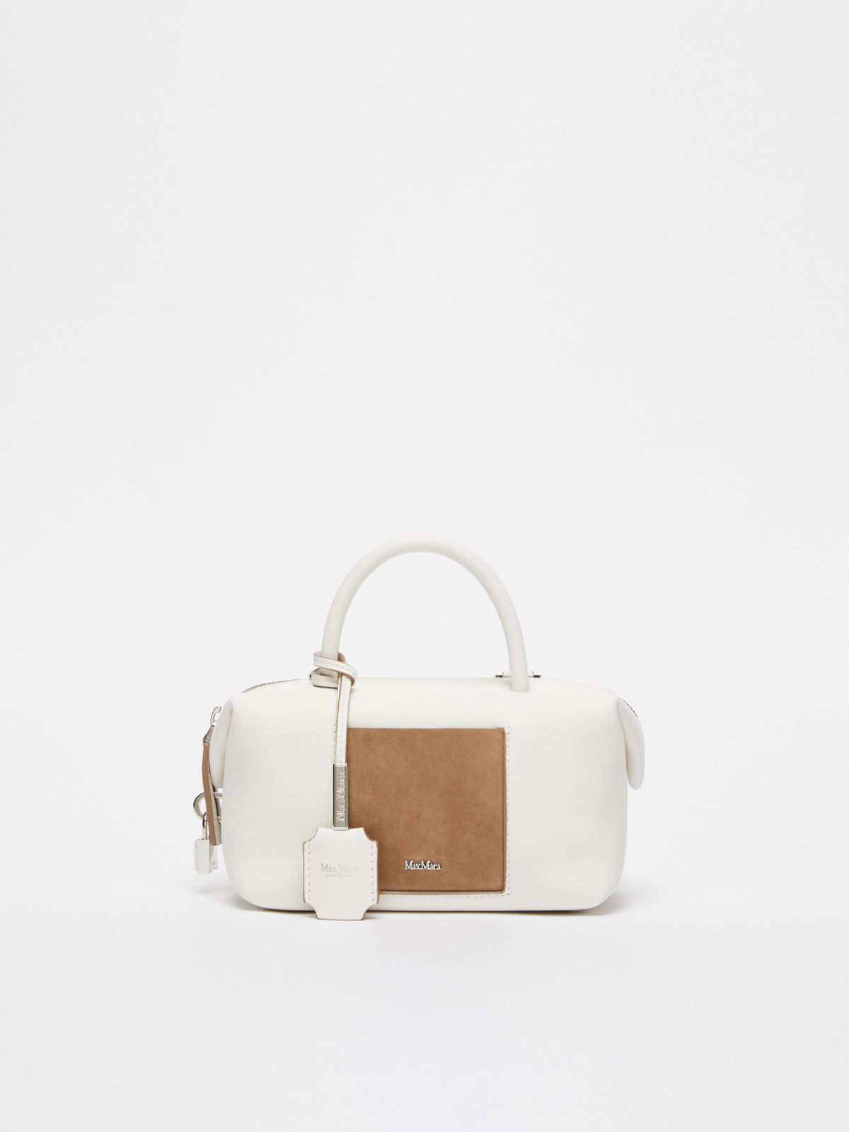 New ArrivalsMAXMARA ACCESSORI Small leather satchel bag with suede pocket detail