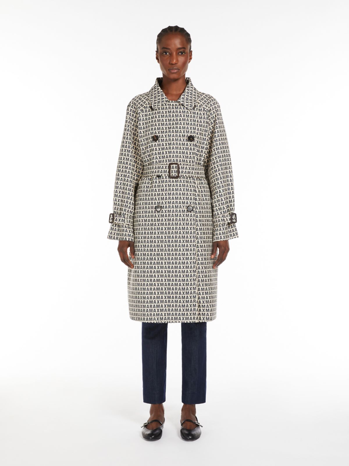 THE CUBE Double-breasted trench coat in water-repellent jacquard