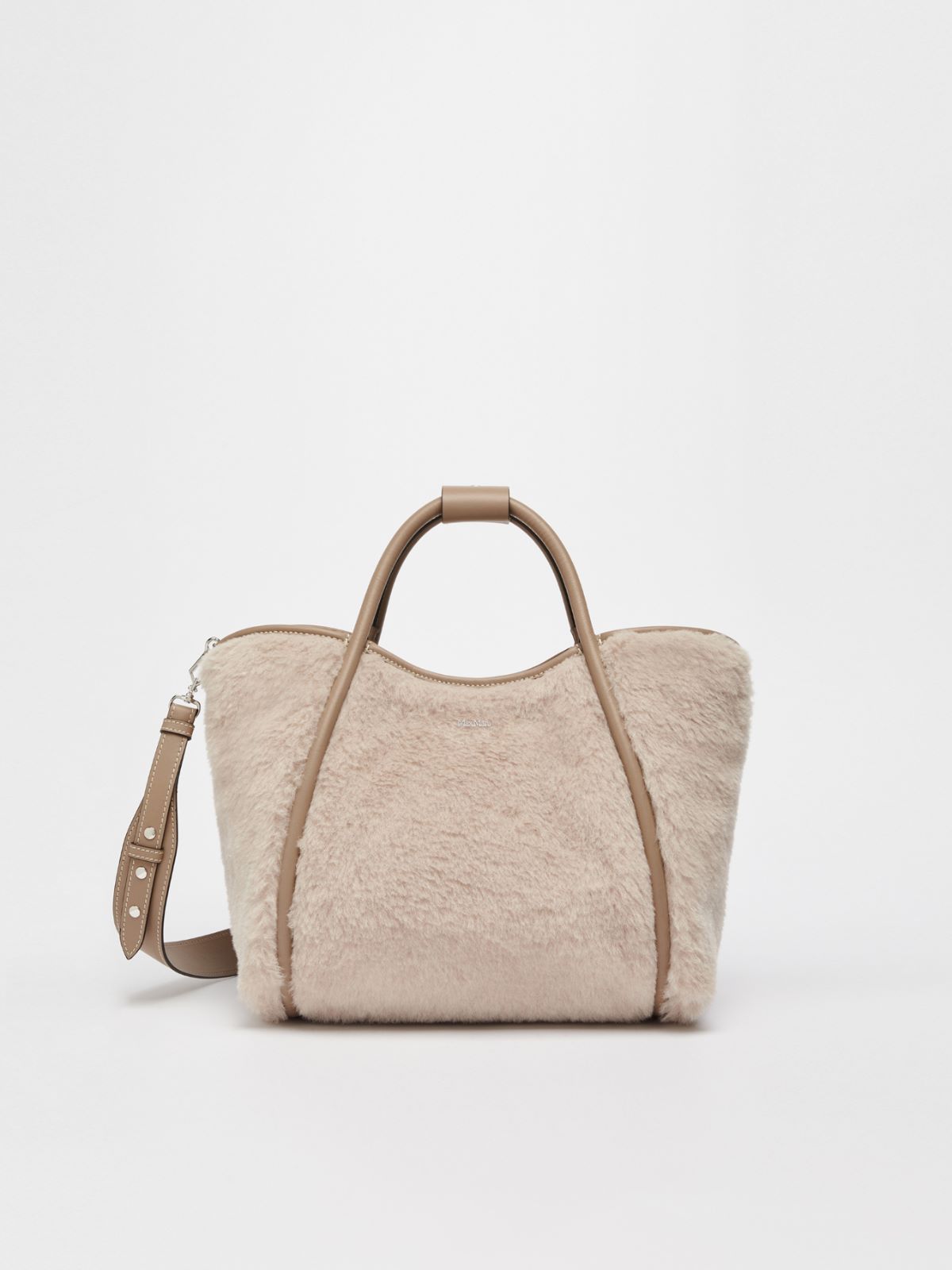 MAXMARA ACCESSORI Small Marine Bag in alpaca and wool Teddy fabric