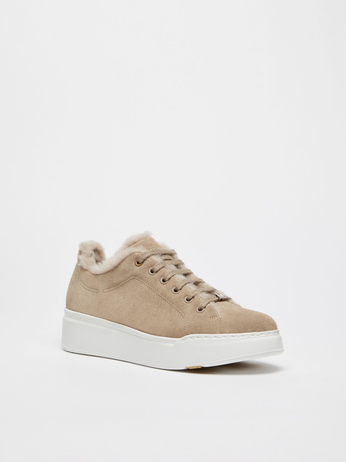 MAXMARA ACCESSORI Sneakers in suede and wool and alpaca Teddy fabric