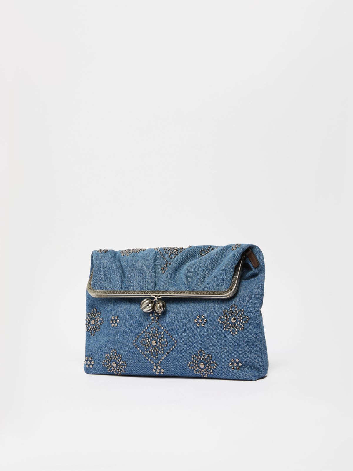 WEEKEND MAX MARA Large embroidered denim clutch-style Pasticcino Bag