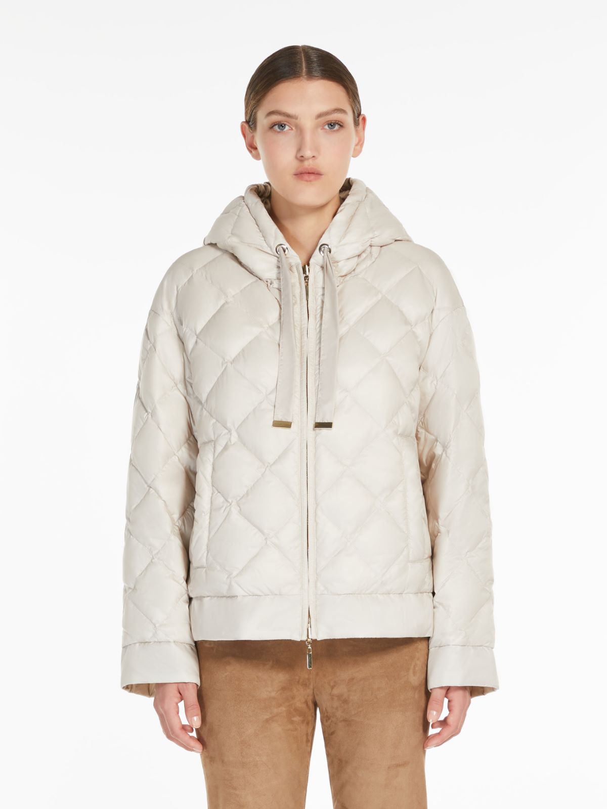 THE CUBE Short, reversible down jacket in water-repellent canvas